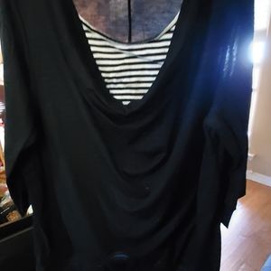 Black shirt with a striped attached insert